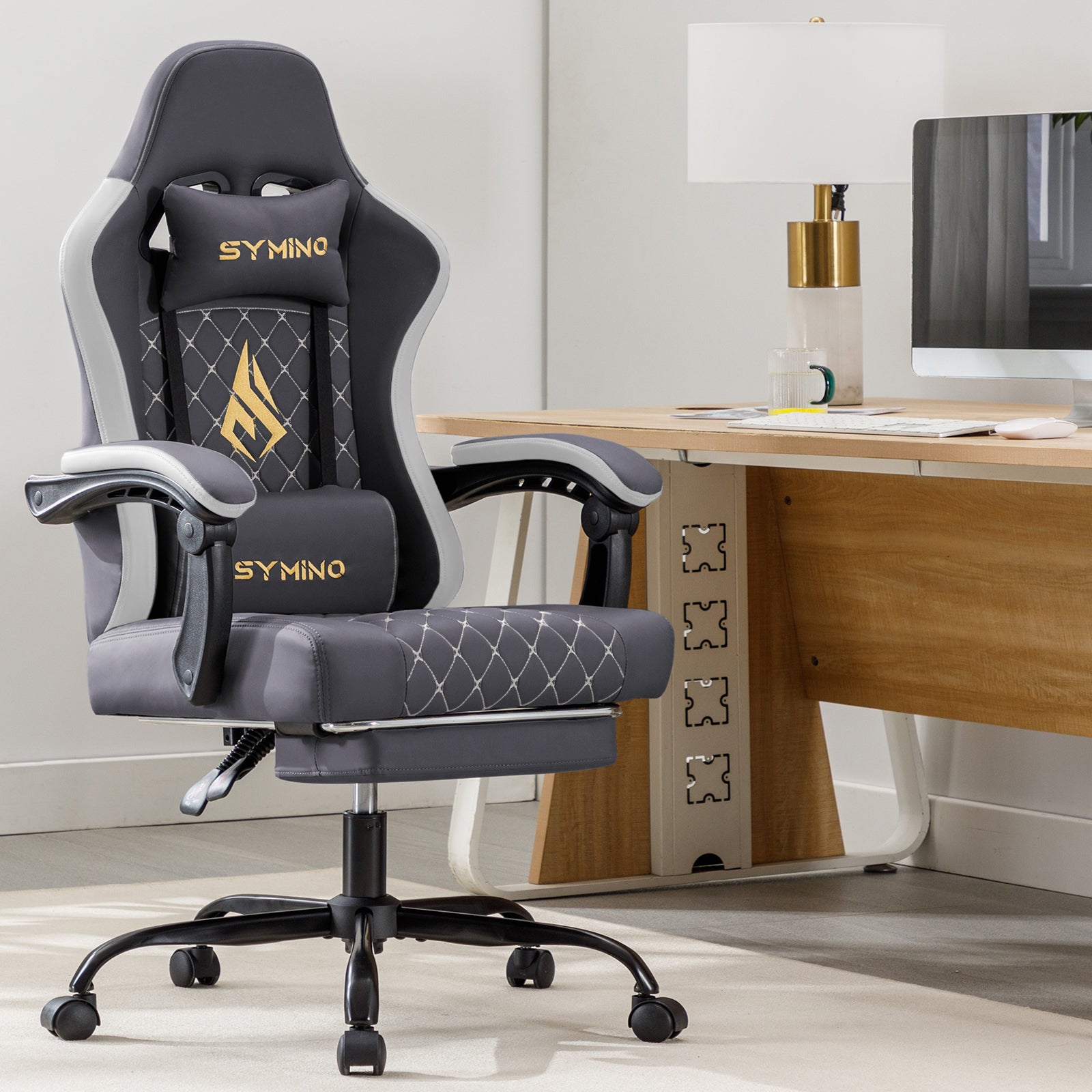 【新品未使用未開封】Symino ゲーミングチェア - レーシングスタイルの人間工学に基づいたオフィスチェア、耐荷重200kg、調節可能なアームレスト、ヴィンテージPUレザー、フットレスト付きゲーミングチェア Amazon.co.jp: symino ゲーミングチェア レーシングチェア 人間工学に